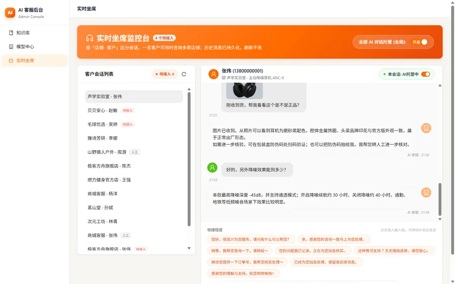 AI 客服 B 端工作台总览